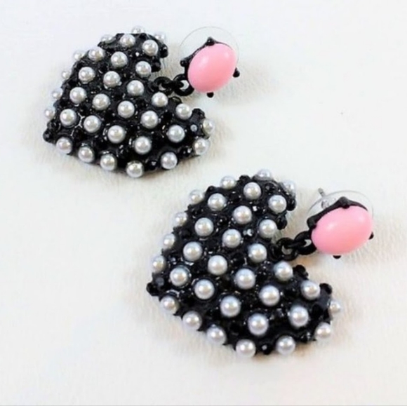 New with tags Betsey Johnson once her land heart-shaped disc drop earrings - Picture 4 of 7